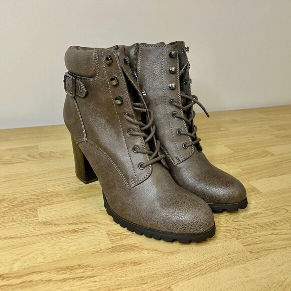 NWT Leather Combat Boots Combat Booties Style & Co "Caitlin" Size 9.5 - Picture 9 of 12